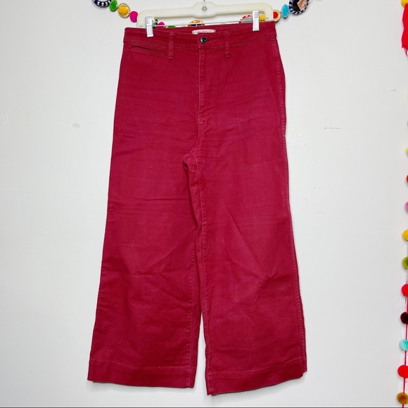 MADEWELL Emmett wide leg cropped red pants - Picture 4 of 9
